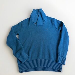 Tommy Hilfiger Men’s Shawl Collar Sweater Blue L Pima Cotton Merino Wool